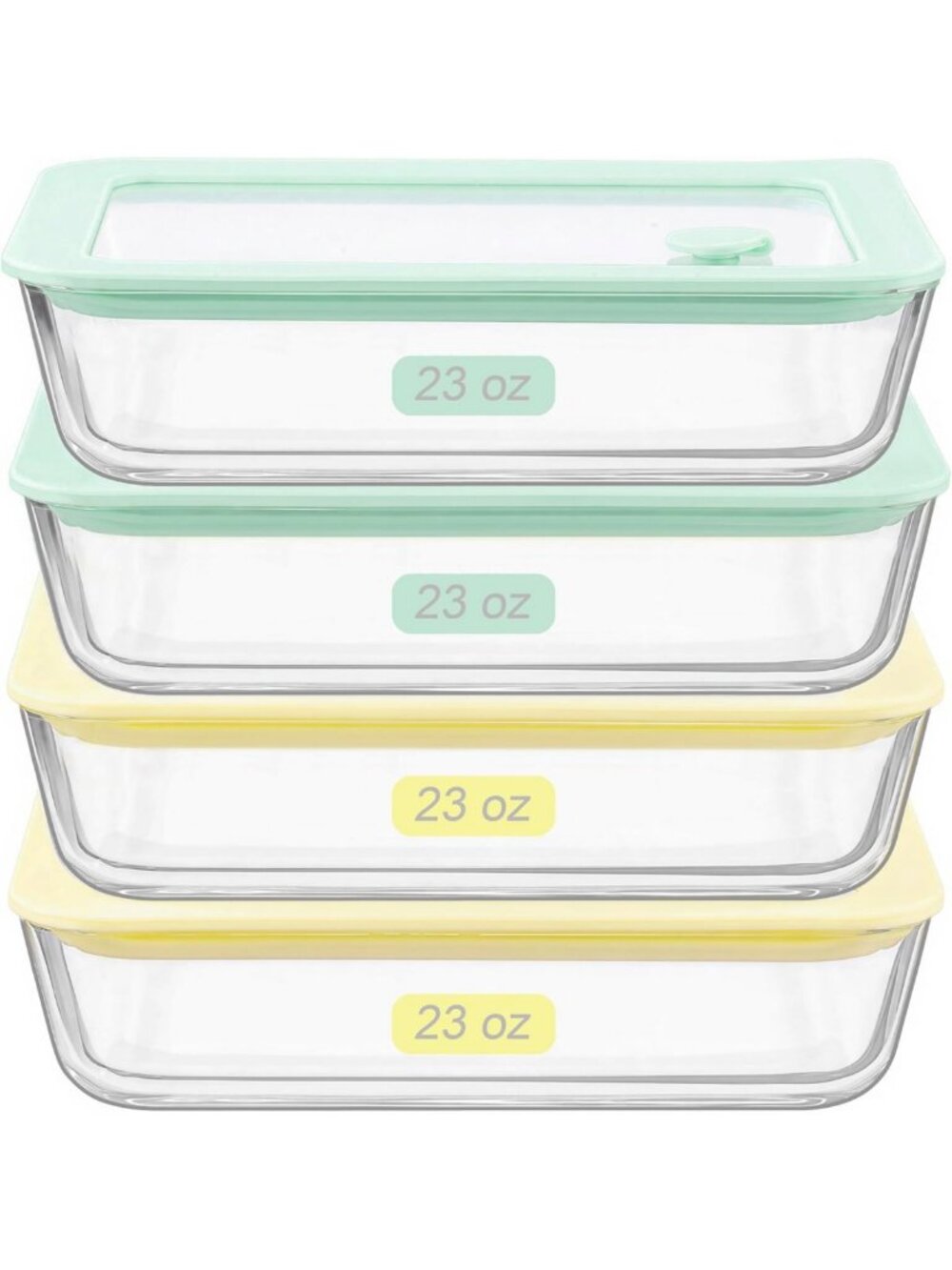 Airtight Glass Food Storage Containers Set, 4 Pack - Leakproof Meal Prep Jars